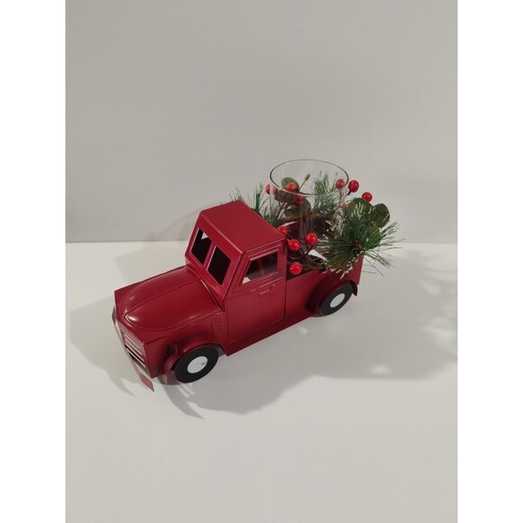 Holiday Time Christmas Farm Truck Hurricane Candle Holder, Red New - Picture 16 of 16